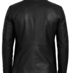 Men's Top Notch Two Button Black Leather Blazer - Image 2