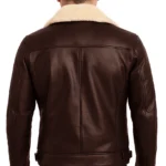 Men's Dark Brown Shearling Moto Leather Jacket - Image 2
