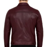 Men's Real Leather Burgundy Trucker Jacket - Image 2