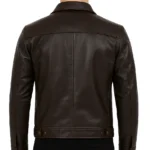 Men's Shirt Collar Classic Distressed Brown Leather Jacket - Image 2
