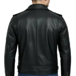 Men's Black Asymmetrical Belted Moto Real Leather Jacket - Image 2