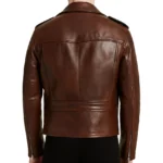 Men’s Brown Leather Biker Jacket - Image 2