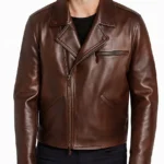 Men’s Brown Leather Biker Jacket