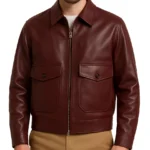 Men’s Brown Cropped Blouson Leather Jacket