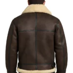 Men's Brown Shearling Aviator Leather Jacket - Image 2