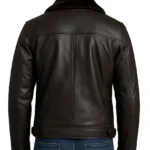 Men's Dark Brown Shearling Leather Moto Jacket - Asymmetrical Shearling Lining - Image 2
