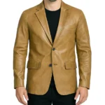 Men’s Camel Brown Leather Blazer