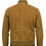 Men's Light Brown Suede Bomber Jacket - Image 2