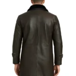 Men's 3/4 Length Dark Brown Shearling Leather Coat - Image 2