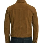Men's Real Tan Suede Trucker Jacket - Image 2