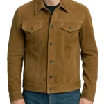 Men's Real Tan Suede Trucker Jacket