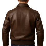 Men’s A-2 USAAF Air Force Distressed Brown Leather Aviator Jacket - Image 2