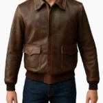 Men’s A-2 USAAF Air Force Distressed Brown Leather Aviator Jacket