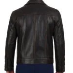 Men's Distressed Brown Leather Trucker Jacket - Image 2