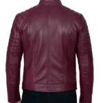 Men's Cafe Racer Leather Jacket Burgundy - Image 2