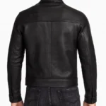Men’s Black Leather Jacket With Shirt Collar Style - Image 2