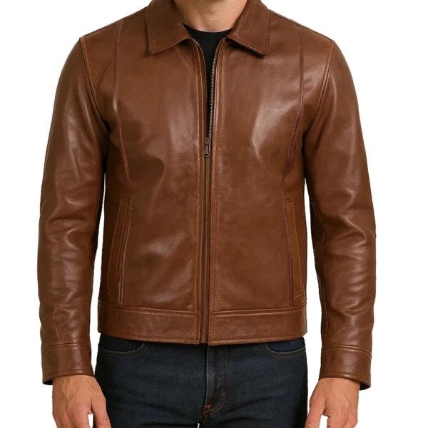 Men's Cognac Real Leather Jacket