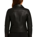 Quilted Style Black Leather Jacket For Women - Image 2