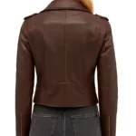 Biker Dark Brown Leather Jacket For Women - Image 2