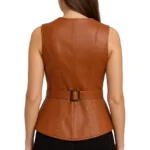 Original Leather Brown Vest For Women - Image 2