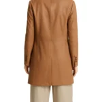 Women's Long Tan Leather Trench coat - Image 2