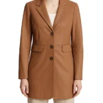 Women's Long Tan Leather Trench coat