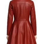 Peplum Style Red Leather Coat For Women - Image 2