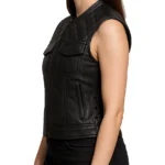 Quilted Black Motorcycle Vest For Women - Image 3