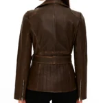 Distressed Vintage Leather Biker Coat For Women - Image 2