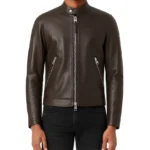 Men's Harold Classic Dark Brown Leather Racer Jacket