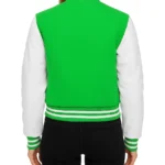 Women's Green and White Baseball Varsity Jacket - Image 2