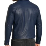 Mens Real Leather Blue Waxed Trucker Jacket - Image 2