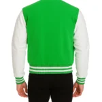Men's Green and White Baseball Varsity Jacket - Image 2