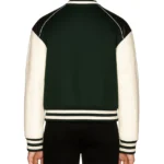 Men's Green and White Varsity Jacket - Image 2