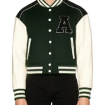Men's Green and White Varsity Jacket
