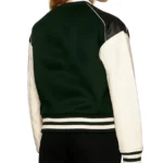 Women's Green and White Varsity Jacket - Image 2