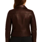 Women's Dark Brown Quilted Leather Jacket - Image 2