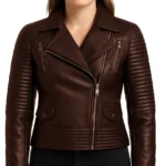 Women's Dark Brown Quilted Leather Jacket