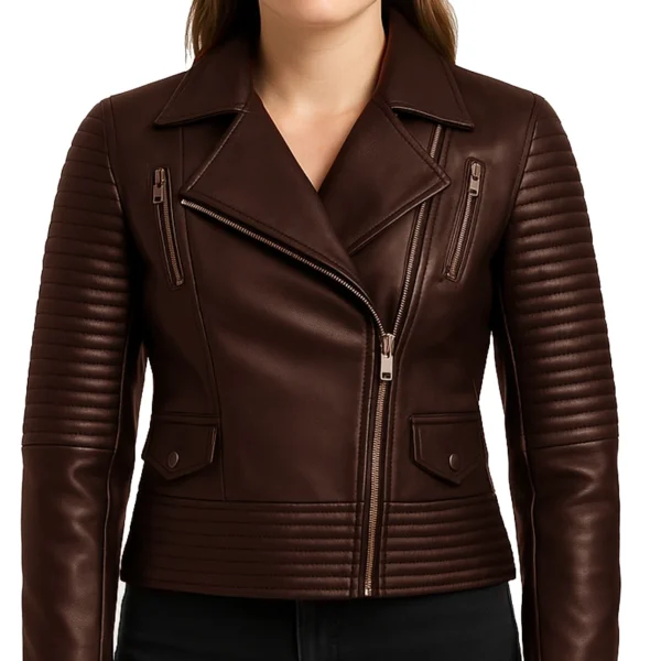 Women's Dark Brown Quilted Leather Jacket