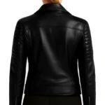 Quilted Black Leather Jacket For Women - Image 2