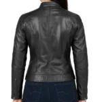 Quilted Cafe Moto Leather Jacket For Women - Image 2