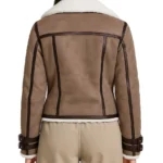 Women's Suede Leather Brown Shearling Jacket - Image 2