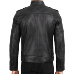 Men's Classic Black Leather Biker Jacket - Image 2