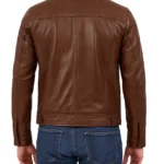 Men's Cognac Brown Trucker Leather Jacket Shirt Style - Image 2