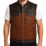 Men's Real Leather Motorcycle Vest