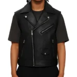 Men's Real Leather Vest Black Blouson