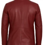 Men's Top Notch Two Button Maroon Leather Blazer - Image 2