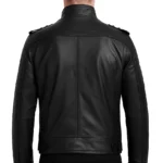 Men's Cafe Racer Style Matte Black Leather Jacket - Image 2