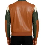 Men's Multicolor Leather Bomber Jacket - Image 2