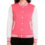 Women’s Pink and White Varsity Jacket